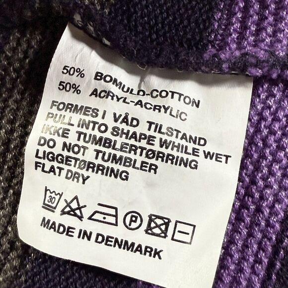 Skovhuus Denmark Striped Sweater Sz M Womens Black Cotton Blend Soft Colors - Picture 8 of 8